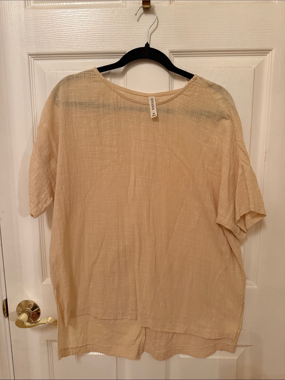 Zenana Beige Textured Short Sleeve Tee